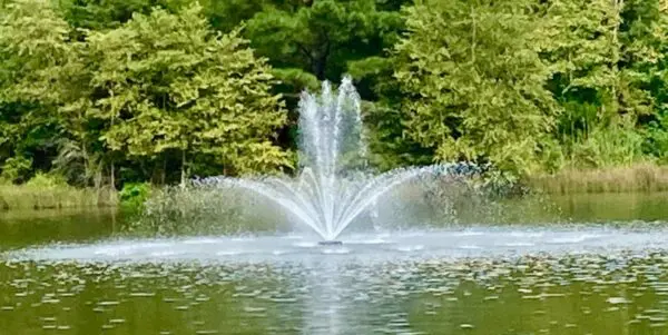 A remote-controlled floating lake fountain